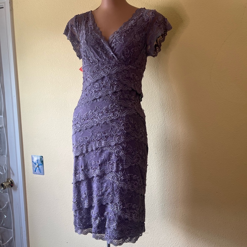 MARINA Lace Midi Dress in Lavender